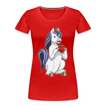 Licorne Fraise - T-shirt bio Premium Femme - rouge - Devant - Mia (176cm)