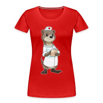 Otter Krankenschwester Herz - Frauen Premium Bio T-Shirt - Rot - Vorne - Mia (176cm)