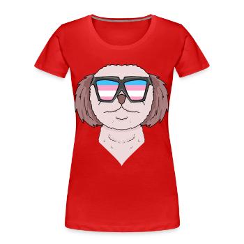 Transgender Shih Tzu Dog - Dog with Glasses - Women's Premium Organic T-Shirt - red - Front - Mia (176cm)