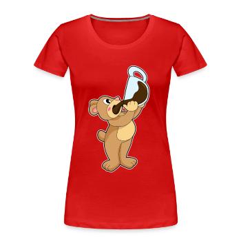 Bear Coffee Mug - Women's Premium Organic T-Shirt - red - Front - Mia (176cm)