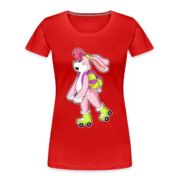 Hase Rollschuhfahren Rollschuhe - Frauen Premium Bio T-Shirt - Rot - Vorne - Mia (176cm)