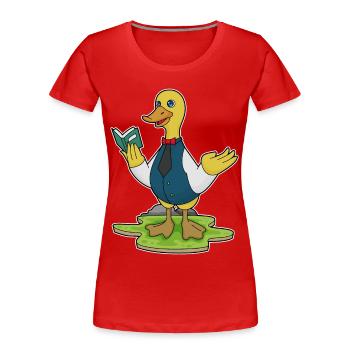 École de lecture des professeurs de canard - T-shirt bio Premium Femme - rouge - Devant - Mia (176cm)