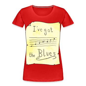 Blues Tonleiter in E auf Papier - hell - Frauen Premium Bio T-Shirt - Rot - Vorne - Mia (176cm)