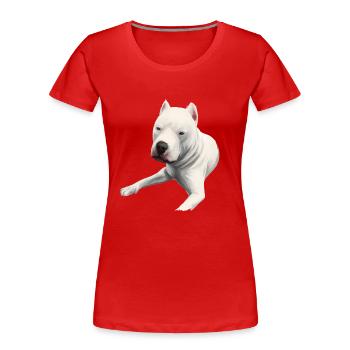 Dogo Argentino Hund Aquarell Kunst Illustration - Frauen Premium Bio T-Shirt - Rot - Vorne - Mia (176cm)