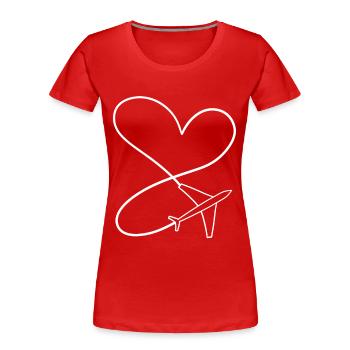 Airplane Heart Love Holiday Pilot Airplanes - Women's Premium Organic T-Shirt - red - Front - Mia (176cm)