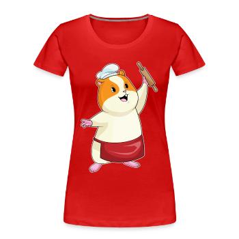Hamster as a baker with rolling pin - Women's Premium Organic T-Shirt - red - Front - Mia (176cm)