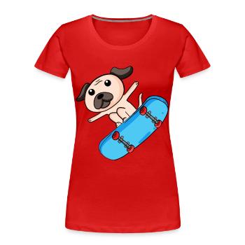Chien Skater Skateboard Enfants Enfant Motif - T-shirt bio Premium Femme - rouge - Devant - Mia (176cm)