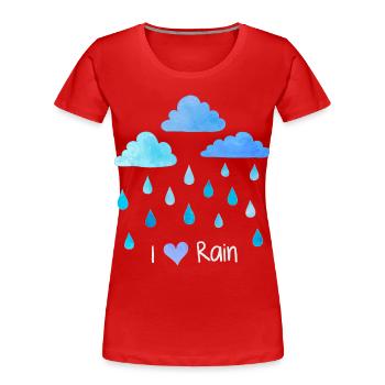 I love rain, raindrops, weather clouds, wet - Women's Premium Organic T-Shirt - red - Front - Mia (176cm)