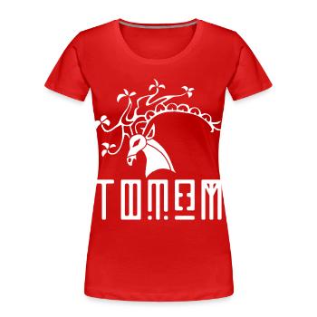 White deer animal totem - Women's Premium Organic T-Shirt - red - Front - Mia (176cm)