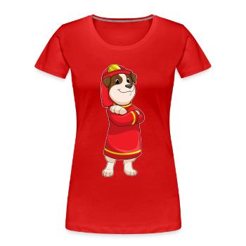Hund Feuerwehrmann Feuerwehrhelm Feuerwehr - Frauen Premium Bio T-Shirt - Rot - Vorne - Mia (176cm)
