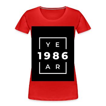 Design Vintage Années 80 Minimaliste - T-shirt bio Premium Femme - rouge - Devant - Mia (176cm)