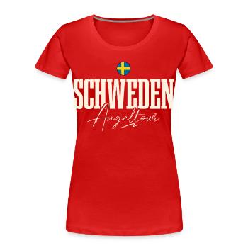 Schweden Angeltour Angeln Fischen - Frauen Premium Bio T-Shirt - Rot - Vorne - Mia (176cm)