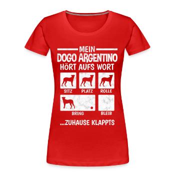 Dogo Argentino Hundetricks Argentinien Dogge - Frauen Premium Bio T-Shirt - Rot - Vorne - Mia (176cm)