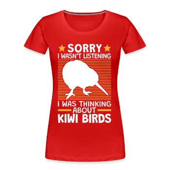J’ai pensé à Kiwi Bird Schnepfenstrauß - T-shirt bio Premium Femme - rouge - Devant - Mia (176cm)