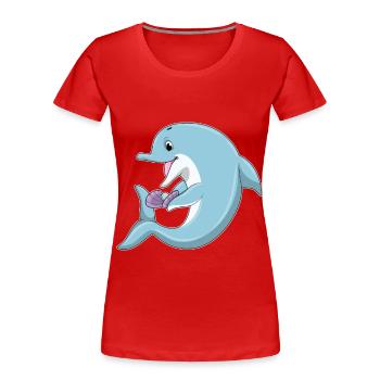 Dolphin Pearl - Women's Premium Organic T-Shirt - red - Front - Mia (176cm)