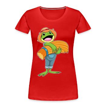 Frosch Landwirt Stroh Bauernhof - Frauen Premium Bio T-Shirt - Rot - Vorne - Mia (176cm)