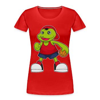Frog basketball player basketball - Women's Premium Organic T-Shirt - red - Front - Mia (176cm)