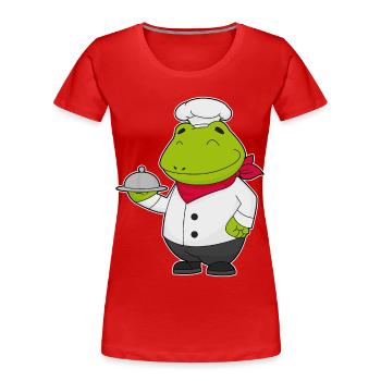 Frosch Koch Servierglocke Kochen - Frauen Premium Bio T-Shirt - Rot - Vorne - Mia (176cm)