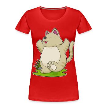 Gymnastique de fitness yoga pour chats - T-shirt bio Premium Femme - rouge - Devant - Mia (176cm)