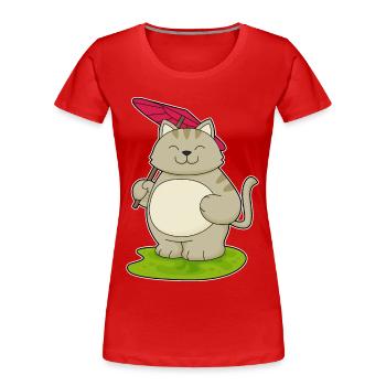 Parapluie pour chat - T-shirt bio Premium Femme - rouge - Devant - Mia (176cm)