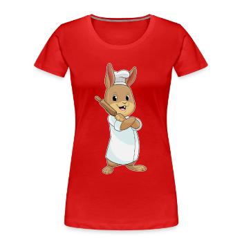 Rabbit as a baker with rolling pin - Women's Premium Organic T-Shirt - red - Front - Mia (176cm)
