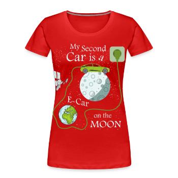 Voiture électrique sur la lune - T-shirt bio Premium Femme - rouge - Devant - Mia (176cm)