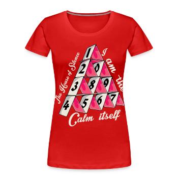 Das Kartenhaus der Stille - Frauen Premium Bio T-Shirt - Rot - Vorne - Mia (176cm)