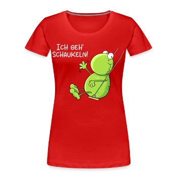 Ich Geh Schaukeln Frosch - Frauen Premium Bio T-Shirt - Rot - Vorne - Mia (176cm)
