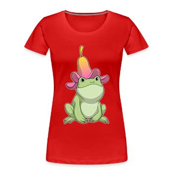 Frosch Plumeria - Frauen Premium Bio T-Shirt - Rot - Vorne - Mia (176cm)