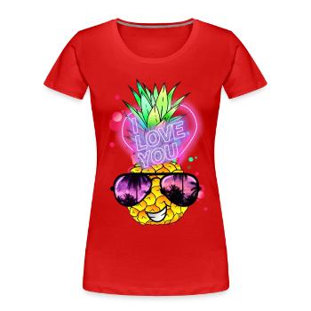 Ananas in Love - Frauen Premium Bio T-Shirt - Rot - Vorne - Mia (176cm)