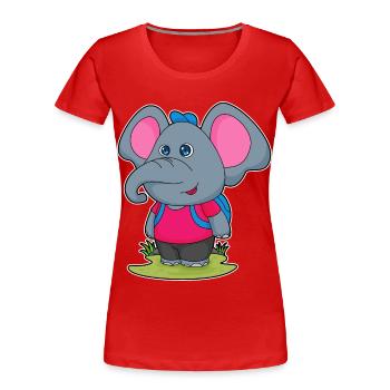 Elephant Student Backpack School - Women's Premium Organic T-Shirt - red - Front - Mia (176cm)