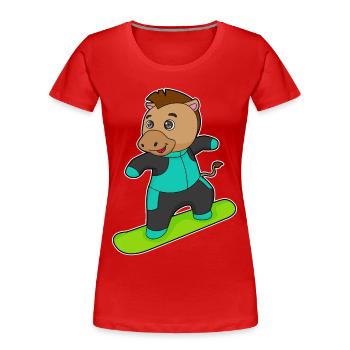 Pferd Snowboarder Snowboard - Frauen Premium Bio T-Shirt - Rot - Vorne - Mia (176cm)
