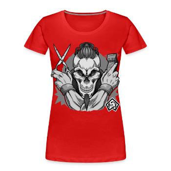 Coiffeur, Barbier, Coupe de cheveux, Maître Coiffeur - T-shirt bio Premium Femme - rouge - Devant - Mia (176cm)