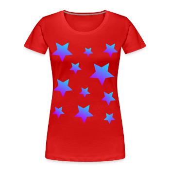 Sterne Sternenpaket Blau-lila - Frauen Premium Bio T-Shirt - Rot - Vorne - Mia (176cm)