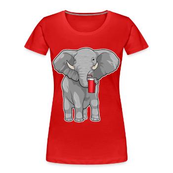 Elephant Mug to go - Women's Premium Organic T-Shirt - red - Front - Mia (176cm)