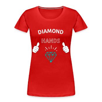 Diamond Hands Crypto - Women's Premium Organic T-Shirt - red - Front - Mia (176cm)