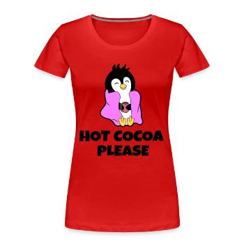 Sweet Cold Penguin Animal Bird Statement Antarctique - T-shirt bio Premium Femme - rouge - Devant - Mia (176cm)