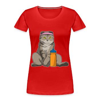 Cat Workout Gymnastics Fitness - Women's Premium Organic T-Shirt - red - Front - Mia (176cm)