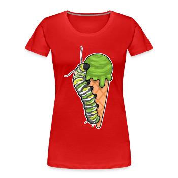 Glace gaufrée Chenille - T-shirt bio Premium Femme - rouge - Devant - Mia (176cm)