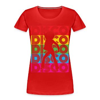 Disco 70er 80er Jahre Disko Party Outfit Discothek - Frauen Premium Bio T-Shirt - Rot - Vorne - Mia (176cm)