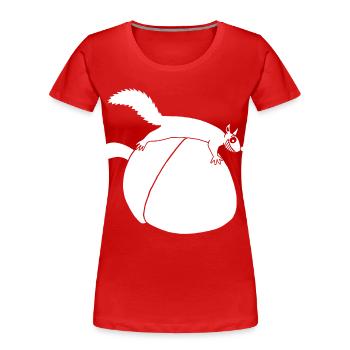 Das Eichhörnchen gegen die Eichel (weiß) - Frauen Premium Bio T-Shirt - Rot - Vorne - Mia (176cm)