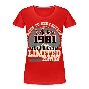 1981 Limited Edition - Frauen Premium Bio T-Shirt - Rot - Vorne - Mia (176cm)