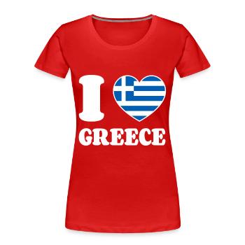 I Love Greece Griechenland Griechische Flagge Herz - Frauen Premium Bio T-Shirt - Rot - Vorne - Mia (176cm)