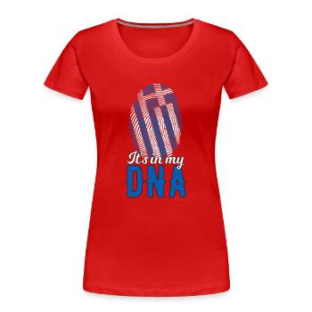 Griechenland DNA Griechische Flagge Fingerabdruck - Frauen Premium Bio T-Shirt - Rot - Vorne - Mia (176cm)