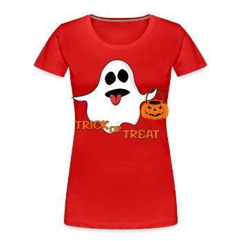 Geist Trick or Treat - Frauen Premium Bio T-Shirt - Rot - Vorne - Mia (176cm)