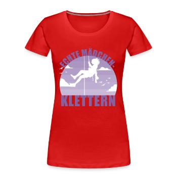 Klettern Mädchen Hobby Kletterin Berge Geschenk - Frauen Premium Bio T-Shirt - Rot - Vorne - Mia (176cm)