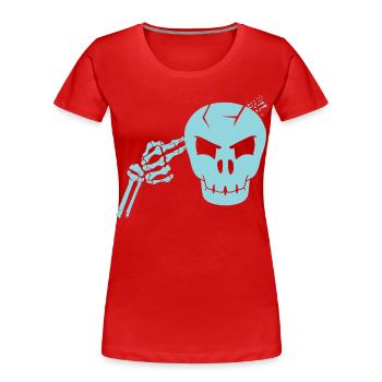Totenkopf Kopfschuss - Frauen Premium Bio T-Shirt - Rot - Vorne - Mia (176cm)