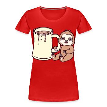 Jungle Paresseux Paresseux Lève-tard Animal fatigué - T-shirt bio Premium Femme - rouge - Devant - Mia (176cm)