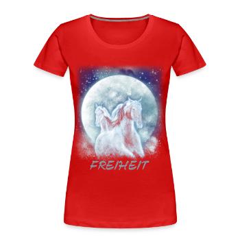 Pferde Mädchen Freiheit - Frauen Premium Bio T-Shirt - Rot - Vorne - Mia (176cm)