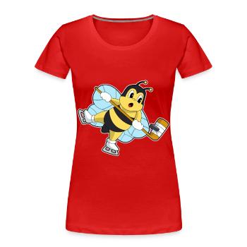 Biene Eishockey Eishockeyschläger - Frauen Premium Bio T-Shirt - Rot - Vorne - Mia (176cm)